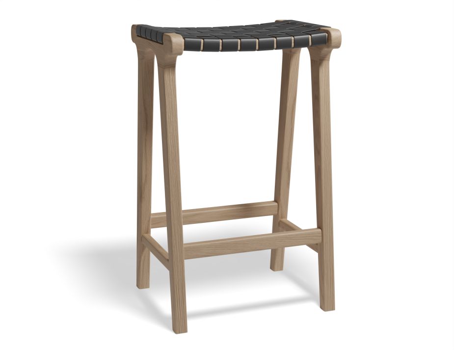 Brooklyn Backless Stool - Woven Black Seat / Natural Frame