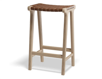 Brooklyn Backless Stool - Woven Cognac Seat / Natural Frame