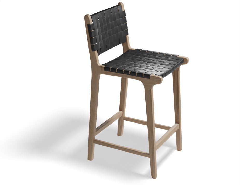 Brooklyn Bar Stool - Woven Black Seat / Natural Frame