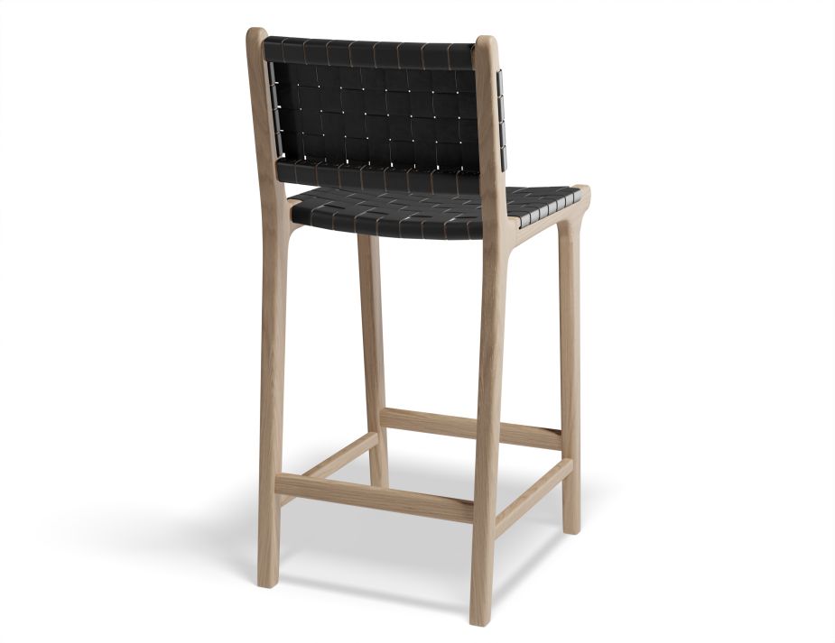 Brooklyn Bar Stool - Woven Black Seat / Natural Frame