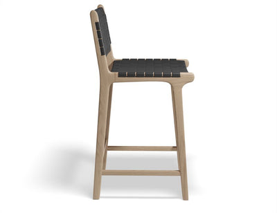 Brooklyn Bar Stool - Woven Black Seat / Natural Frame