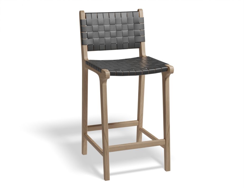 Brooklyn Bar Stool - Woven Black Seat / Natural Frame