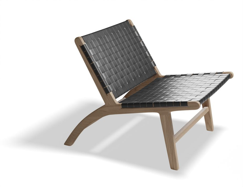 Brooklyn Lounge Chair - Woven Black Seat / Natural Frame