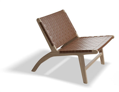 Brooklyn Lounge Chair - Woven Cognac Seat / Natural Frame