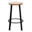 65cm Bar Stool -With Natural Timber Seat - Black Frame (Set of 2)