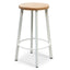 65cm Bar Stool - Natural Timber Seat - White Frame (Set of 2)