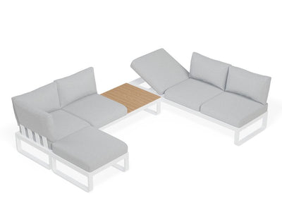 Fino Config F - Outdoor Modular Sofa in Matt White aluminium with Light Grey Cushions