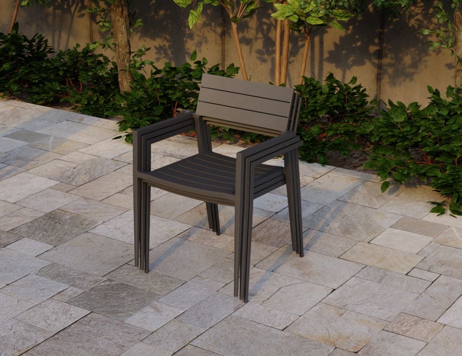 Halki Chair - Outdoor - Charcoal - With Dark Grey Cushion