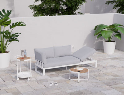 Fino Config A - Outdoor Modular Sofa in Matt White aluminium with Light Grey Cushions