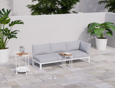 Fino Config A - Outdoor Modular Sofa in Matt White aluminium with Light Grey Cushions