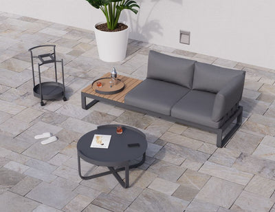 Fino Config B - Outdoor Modular Sofa in Matt Charcoal aluminium with Dark Grey Cushions