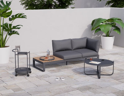 Fino Config B - Outdoor Modular Sofa in Matt Charcoal aluminium with Dark Grey Cushions