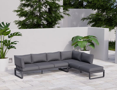 Fino Config E - Outdoor Modular Sofa in Matt Charcoal aluminium with Dark Grey Cushions