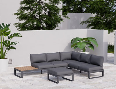 Fino Config F - Outdoor Modular Sofa with Matt Charcoal aluminium in Dark Grey Cushions