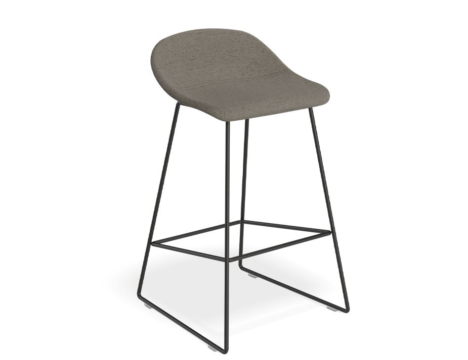 Pop Stool - Black Frame and Fabric Grey Seat - 75cm Commercial Bar Height