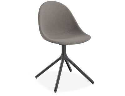 Pebble Fabric Dark Grey Upholstered Chair - Pyramid Fixed Base with Castors - Black