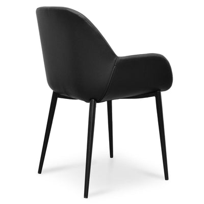 Dining chair - Black PU - Black Legs