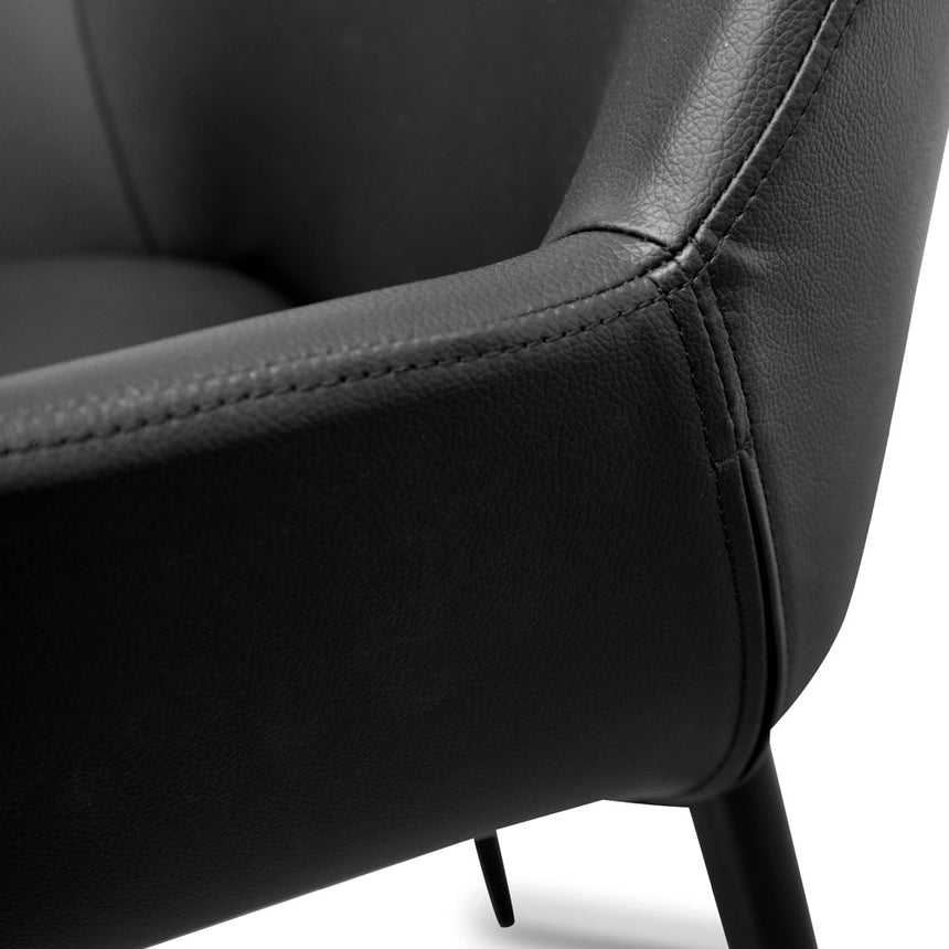 Dining chair - Black PU - Black Legs