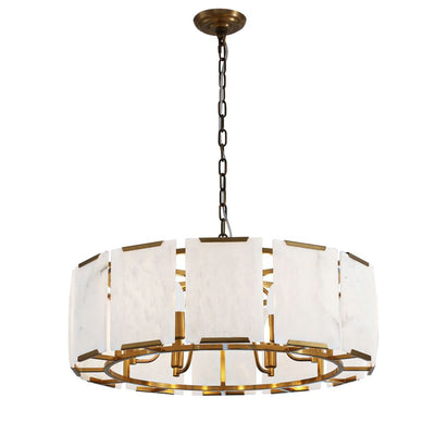 Florence Alabaster Pendant - Round Antique Brass