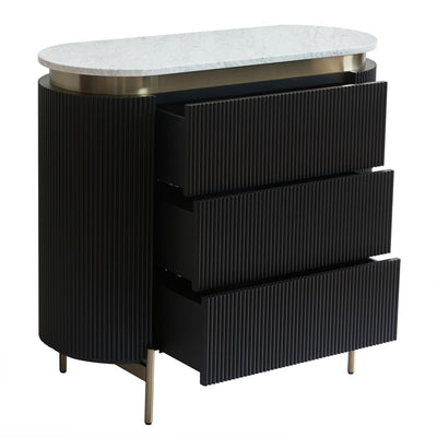 Demarco 3 Drawer Chest - Black