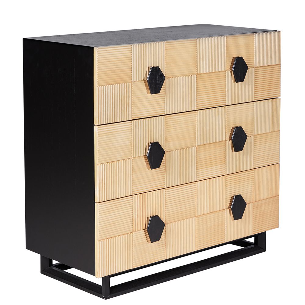 Alton 3 Drawer Chest -  Natural and Black