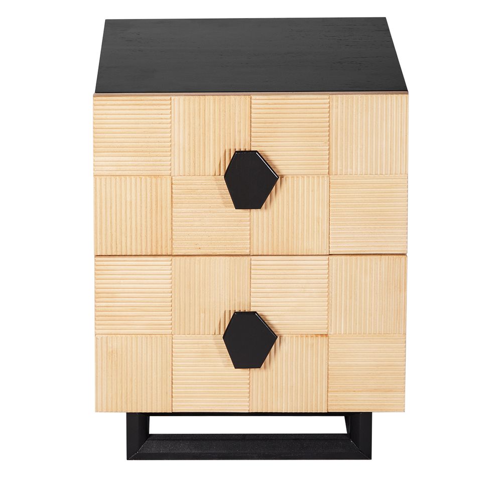 Alton Bedside Table - Small Natural and Black