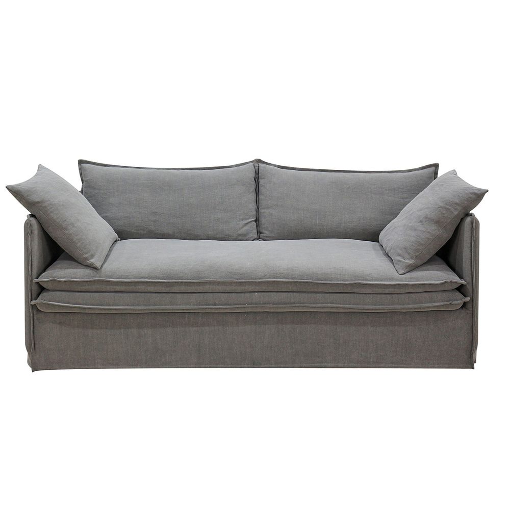 Palm Beach 3 Seater Slip Cover Sofa - Slate Grey Linen