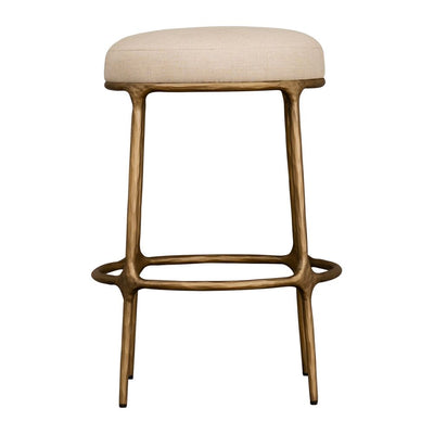 Heston Brass Kitchen Stool - Natural Linen