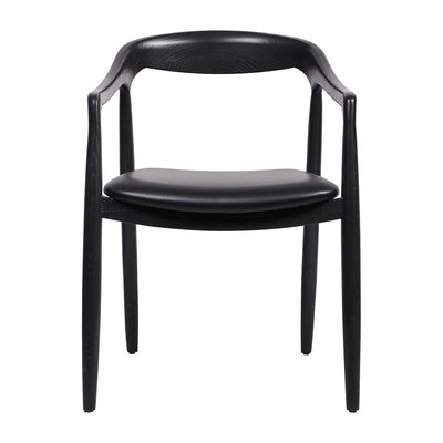 Astrid Ashwood Dining Chair - Black Leather