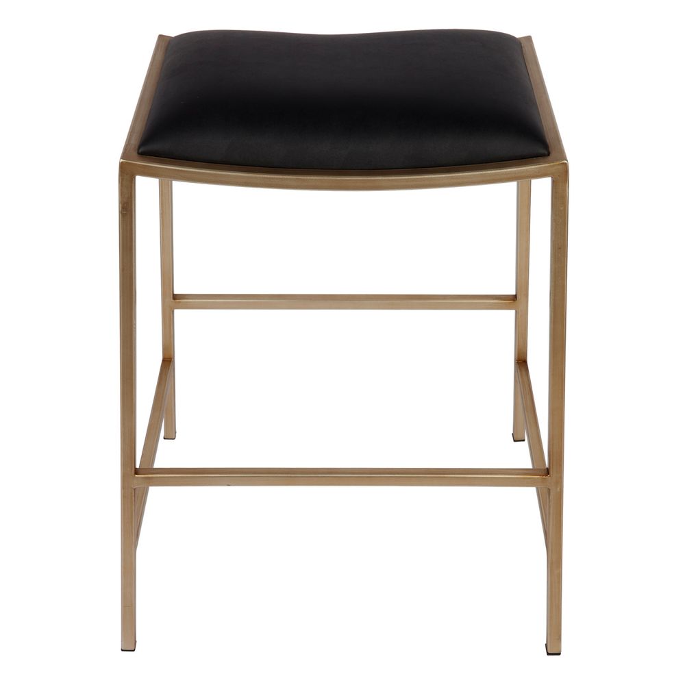 Kai Gold Kitchen Stool - Black Vegan Leather