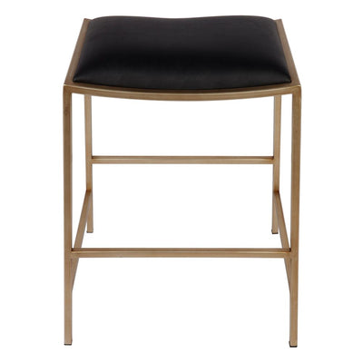 Kai Gold Kitchen Stool - Black Vegan Leather