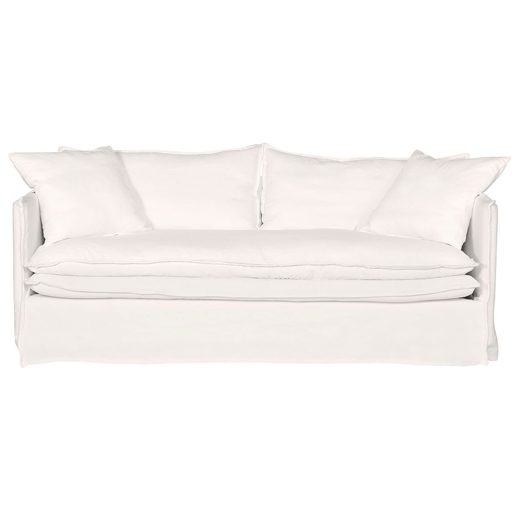 Palm Beach 3 Seater Slip Cover Sofa - White Linen