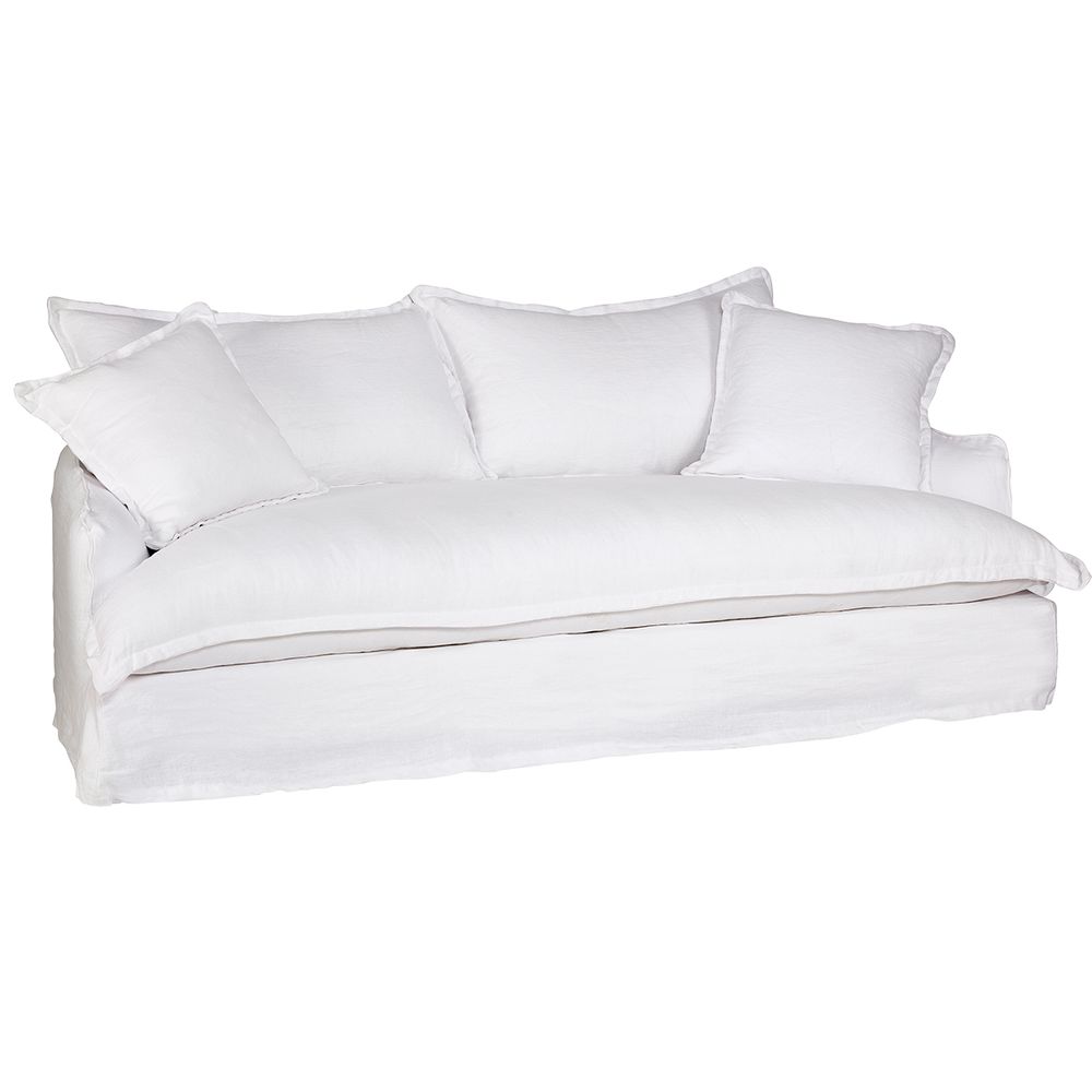 Hayman 3 Seater Slip Cover Sofa - White Linen