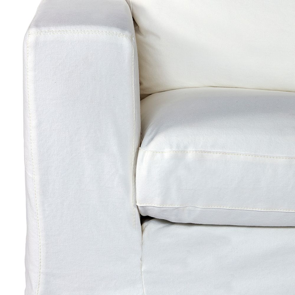 Bungalow 3 Seater Slip Cover Sofa - White Cotton