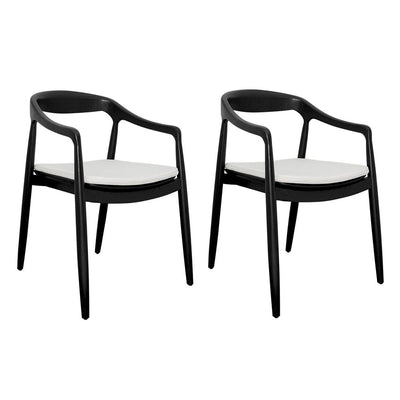 Astrid Ashwood Dining Chair Set of 2 - Black w White Linen