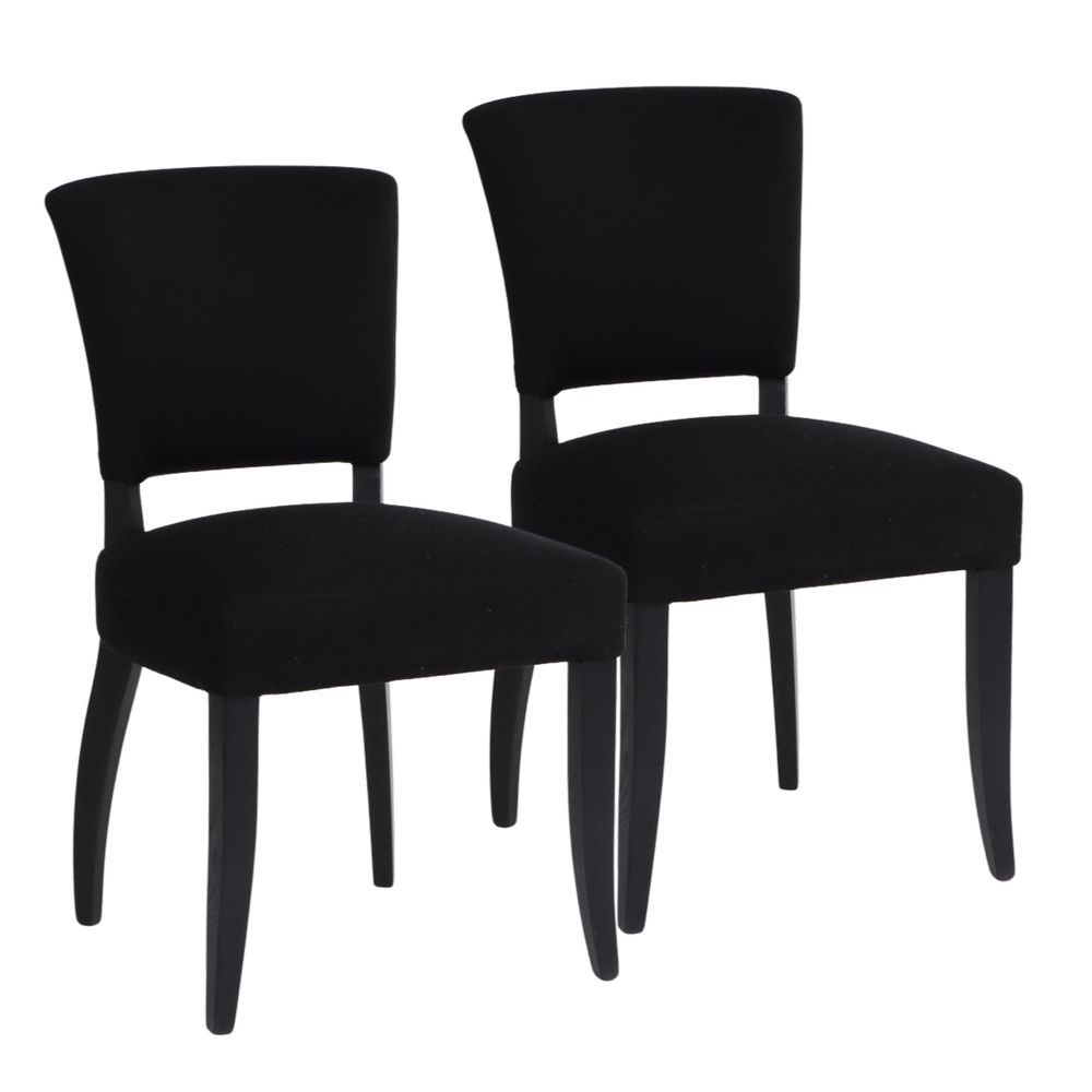 Noah Dining Chair Set of 2 - Black Cotton