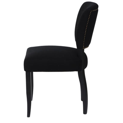 Noah Dining Chair Set of 2 - Black Cotton