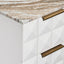 Benedict White Oak Bedside Table - River Brown Marble