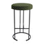 Blackley Black Iron Kitchen Stool - Moss Velvet