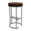 Blackley Black Iron Kitchen Stool - Dark Chocolate Velvet