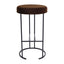 Blackley Black Iron Kitchen Stool - Dark Chocolate Velvet