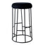 Aiden Black Steel Bar Stool - Black Linen