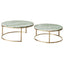 Chloe Dusty Jade Marble Nesting Coffee Table - Gold