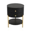 Aimee Round Bedside Table - Black