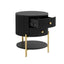 Aimee Round Bedside Table - Black