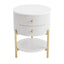 Aimee Round Bedside Table - White