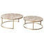 Chloe Pink Marble Nesting Coffee Table - Gold