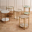 Chloe Pink Marble Nesting Coffee Table - Gold