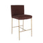Heston Brass Kitchen Stool with Back - Chocolate Linen