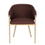 Heston Brass Dining Chair with Arms - Chocolate Linen